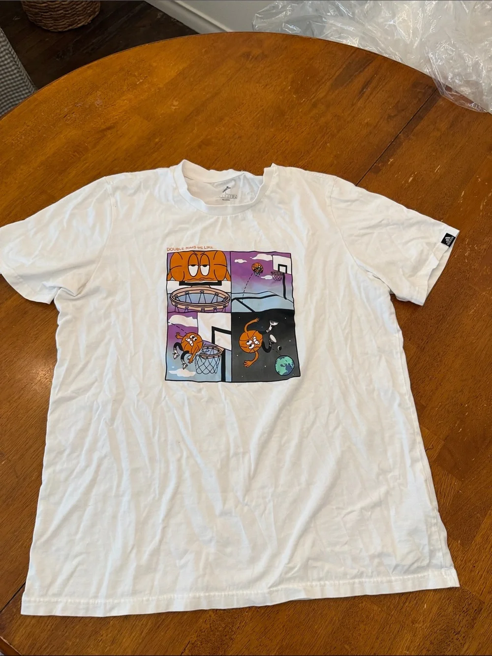 adidas White Short-Sleeve Graphic Basketball Comic Tee Large